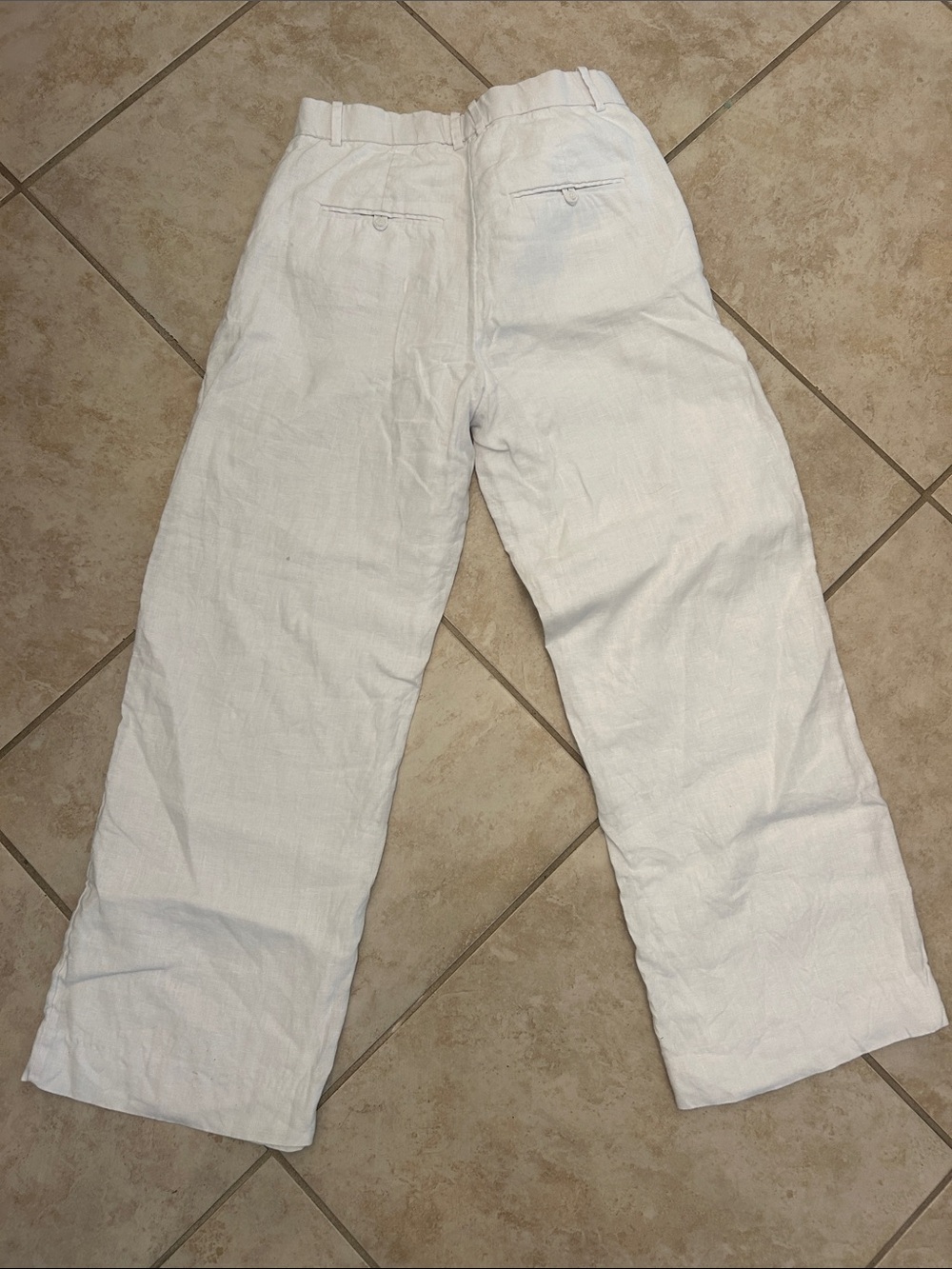 A & F White Linen Wide-Leg Pants - Picture 3 of 3
